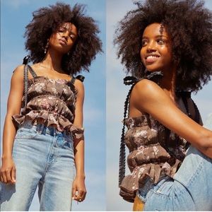 H&M x Brock Collection Lyocell Floral Ribbon Tank Sz L